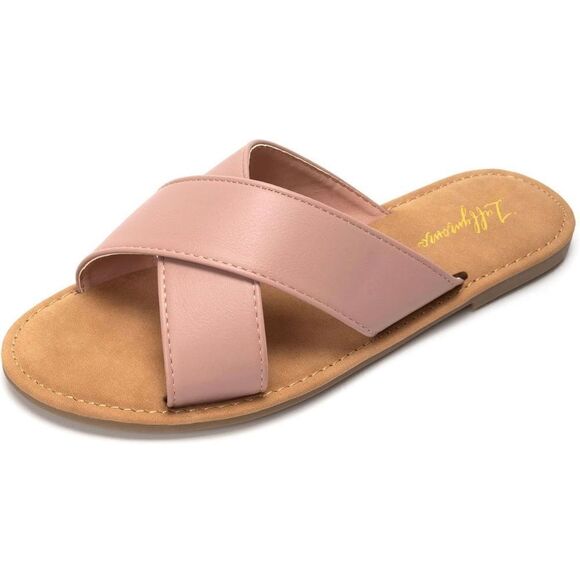 NEW Luffymomo Open Top Flat Sandals Slip on Pink 10 - Picture 1 of 5